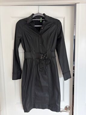 White House Black Market Black coated Long Sleeve Shirt Dress